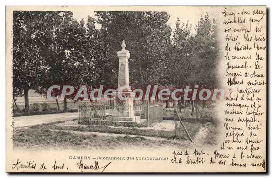 Damery — Monument des Combattants — éditeur anonyme, n° de série non visible