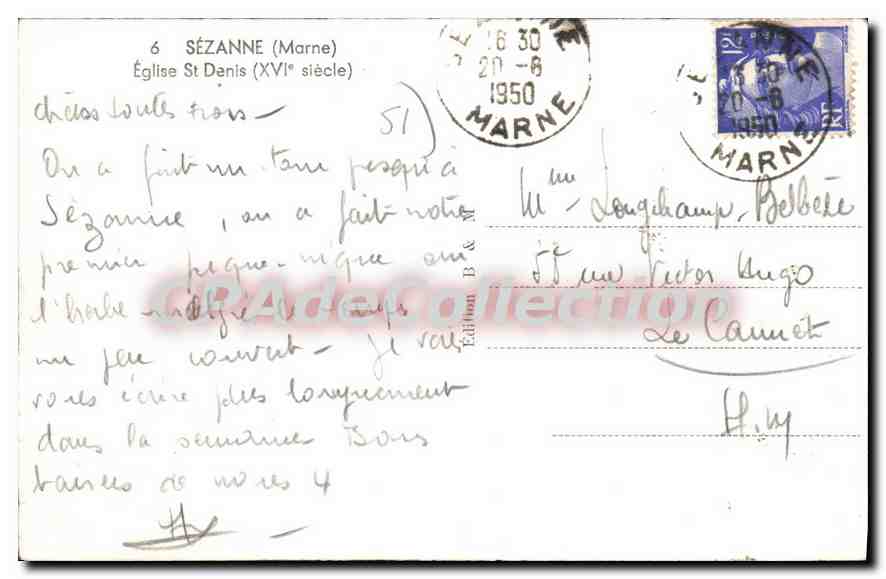 CPA Sezanne Eglise St Denis — Back