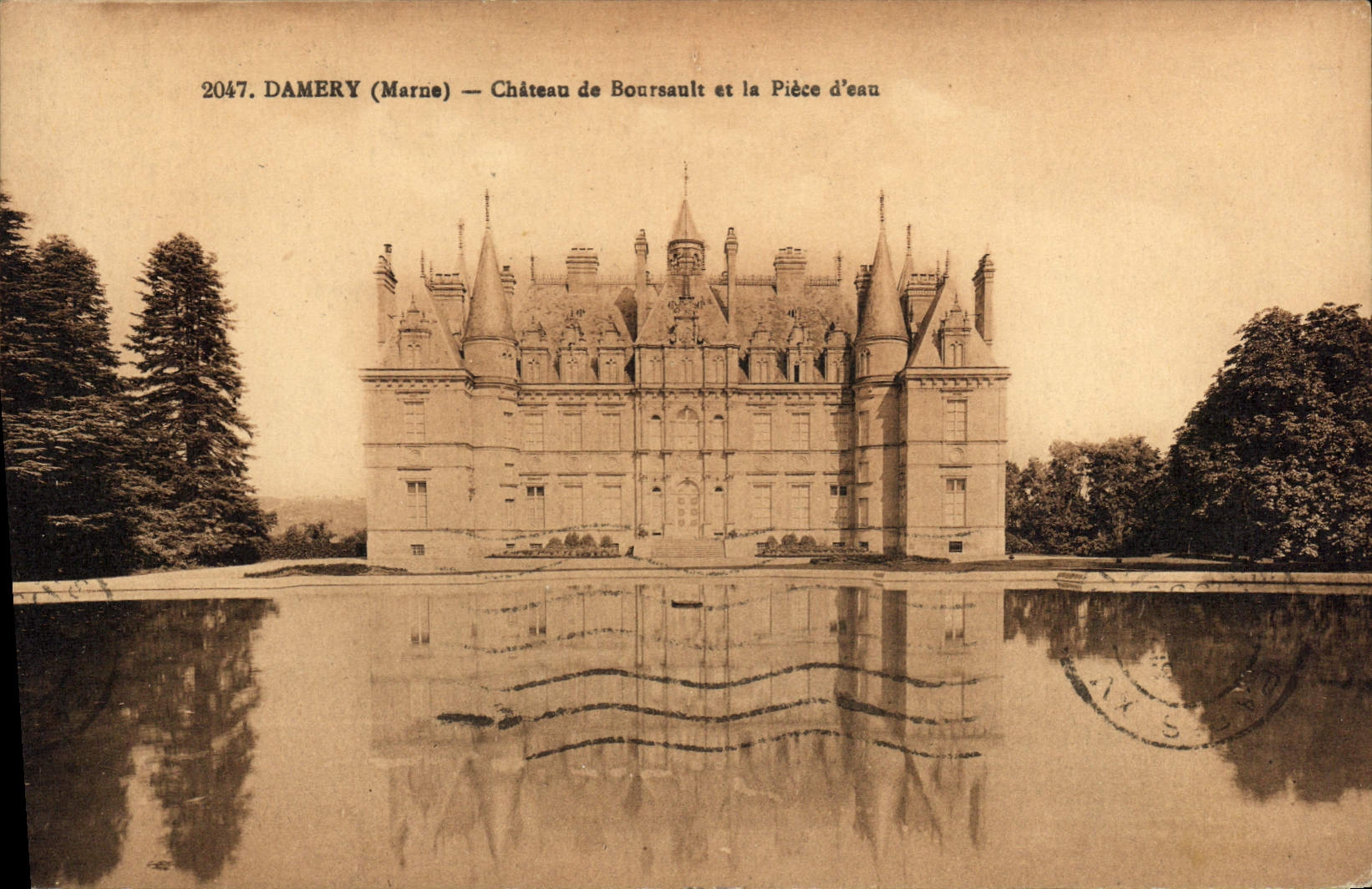 Damery (Marne) — Château de Boursault et la Pièce d'eau