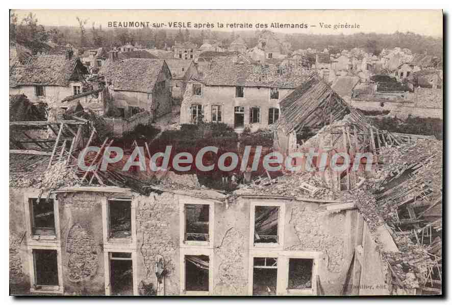 Beaumont-sur-Vesle après la retraite des Allemands — Vue générale — Thaullier, édit.