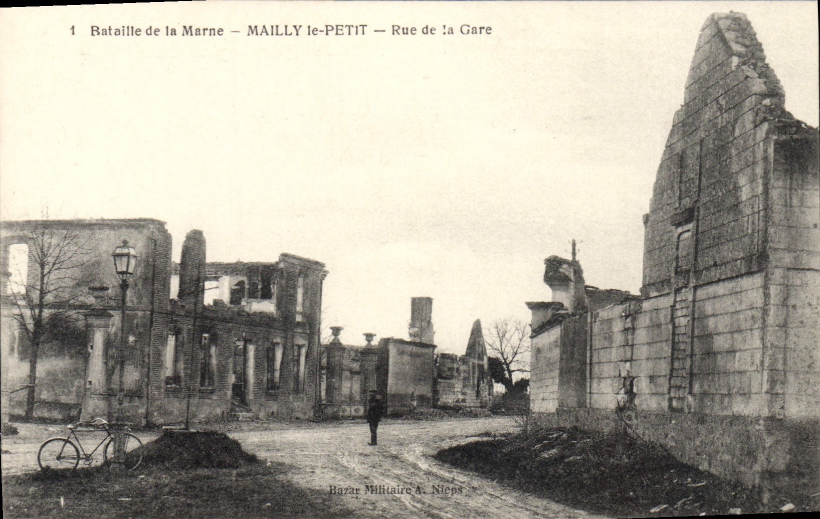 Bataille de la Marne — MAILLY-le-PETIT — Rue de la Gare — Bazar Militaire A. Nieps