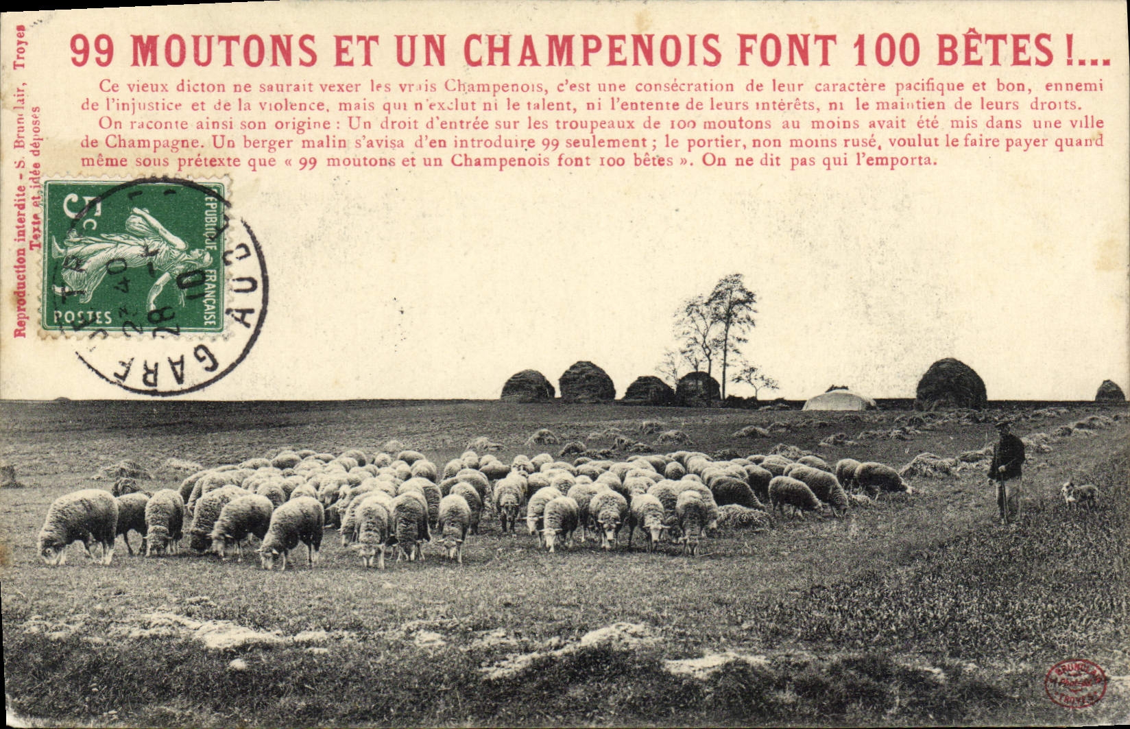 Moutons et un Champenois font 100 bêtes ! — S. Braun-lair, Troyes