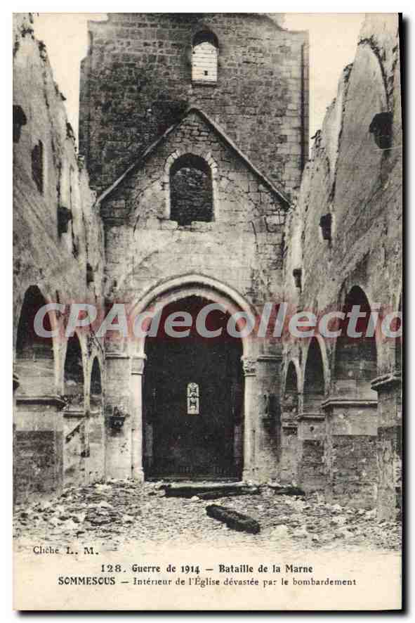 CPA Sommesous Interieur De I'Eglise Devastee