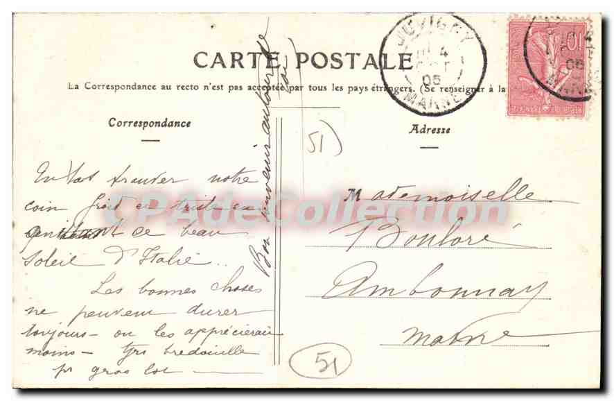 CPA Juvigny L'Eglise — Verso