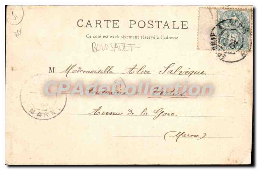 CPA La Champagne église de BOURSAULT — Verso