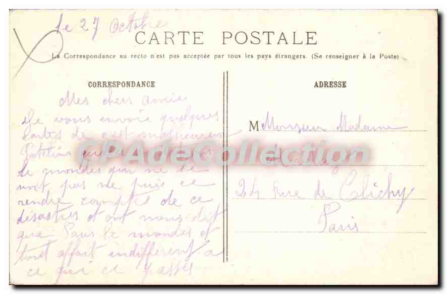 L'Église de Montceaux (Marne) — bombardée par les Allemands — A. R. Paris, n° 477 — Rückseite