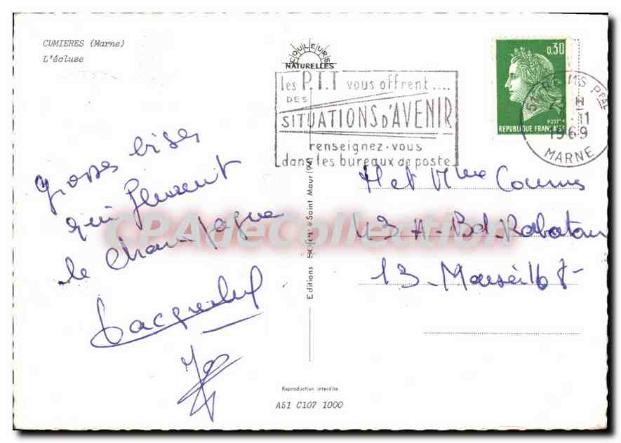 L'écluse de Cumières — Marne — Éditions P.T.I. — Rückseite