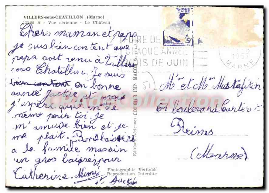 Villers-sous-Châtillon (Marne) — Vue aérienne du château — Éditions Chaque Année — Rückseite