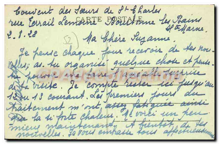 CPA BOURBONNE Les Bains Vue Generale — Verso