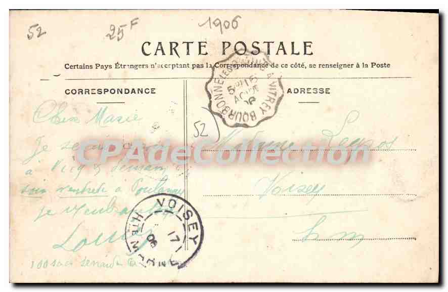 CPA BOURBONNE Les Bains Hopital Militaire Bains Et Refectoire — Verso