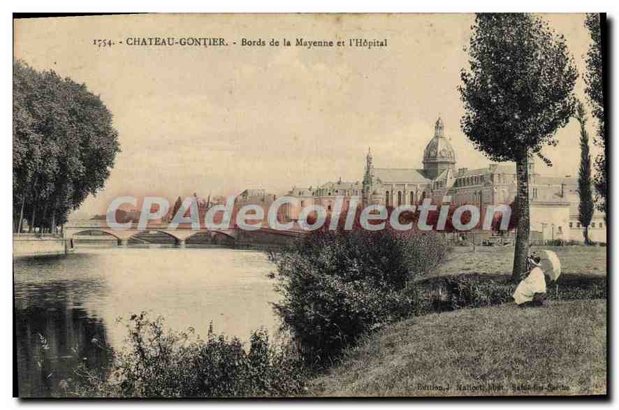 Château-Gauntier — Bords de la Mayenne et l'Hôpital — Édition J. Nattier, Sable-sur-Sarthe