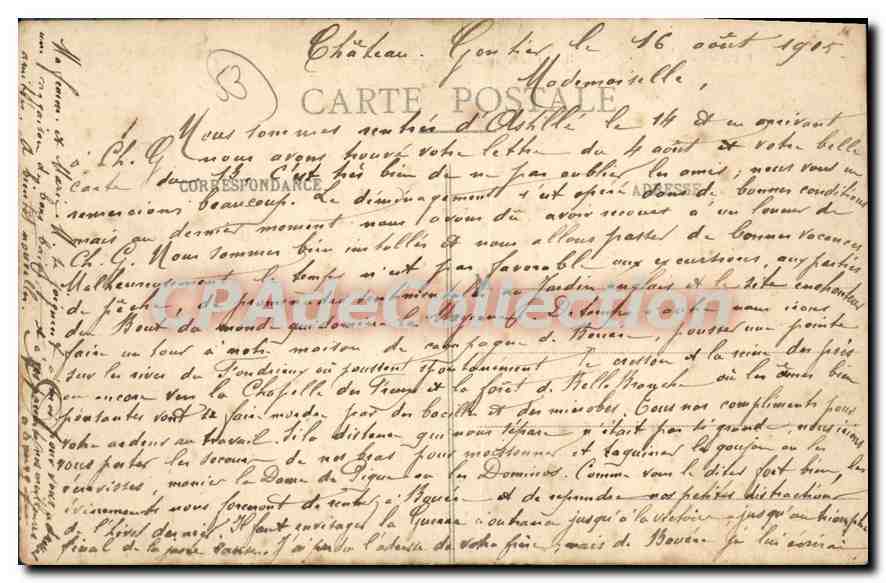 Château-Gauntier — Bords de la Mayenne et l'Hôpital — Édition J. Nattier, Sable-sur-Sarthe — Reverso