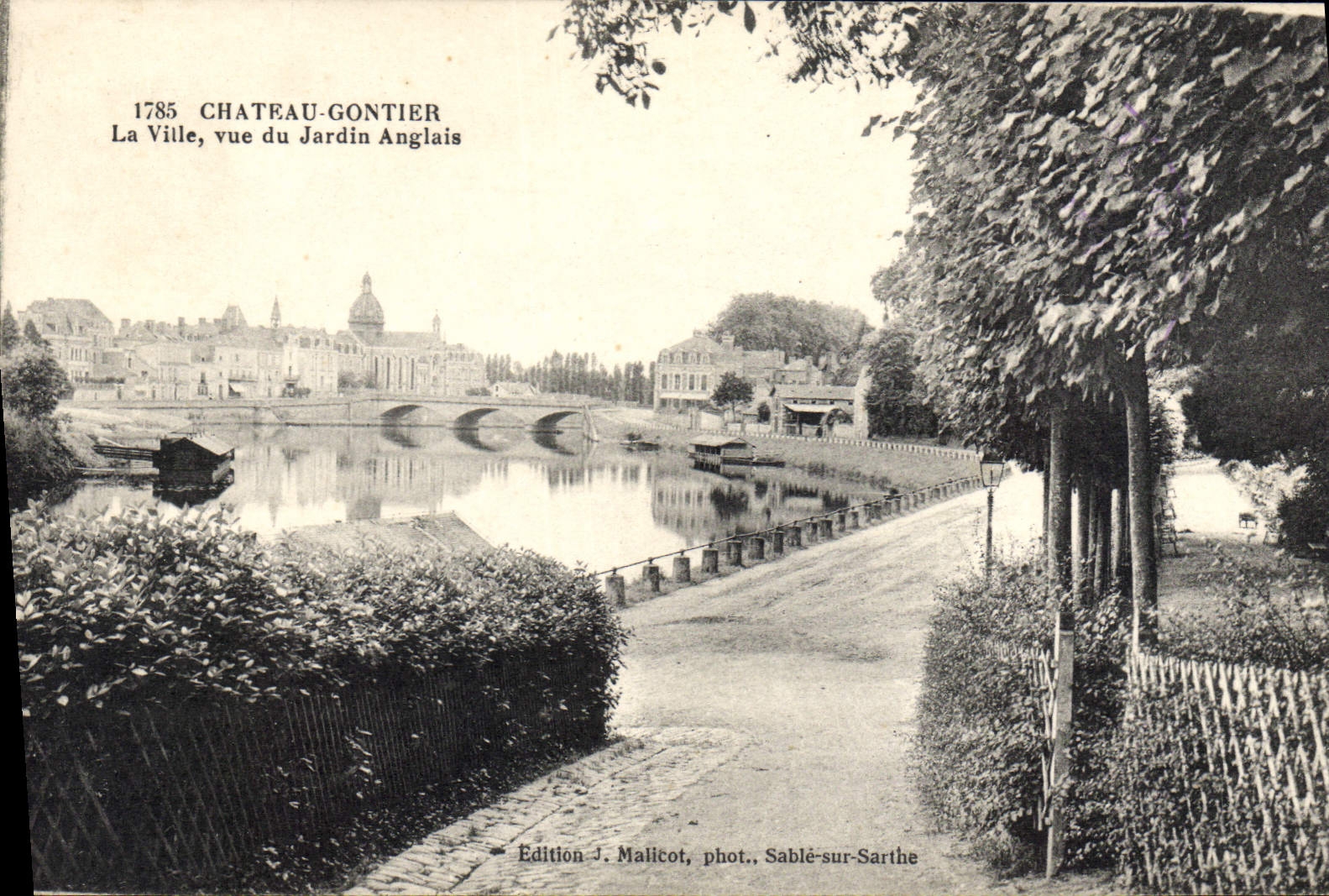 Château-Gaontier — Vue du Jardin Anglais — Édition J. Malicot, phot., Sablé-sur-Sarthe