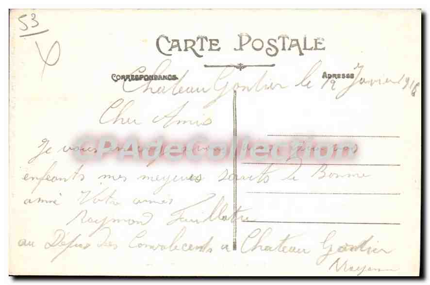 Château-Gaontier — Vue du Jardin Anglais — Édition J. Malicot, phot., Sablé-sur-Sarthe — Reverso