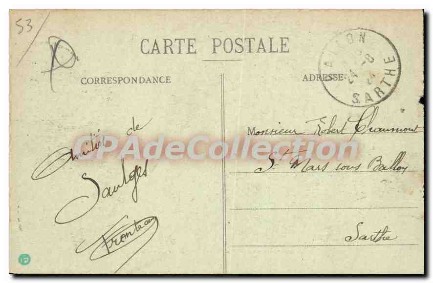 CPA Saulges Mayenne Ermitage De St Cenere La Grotte — Rückseite