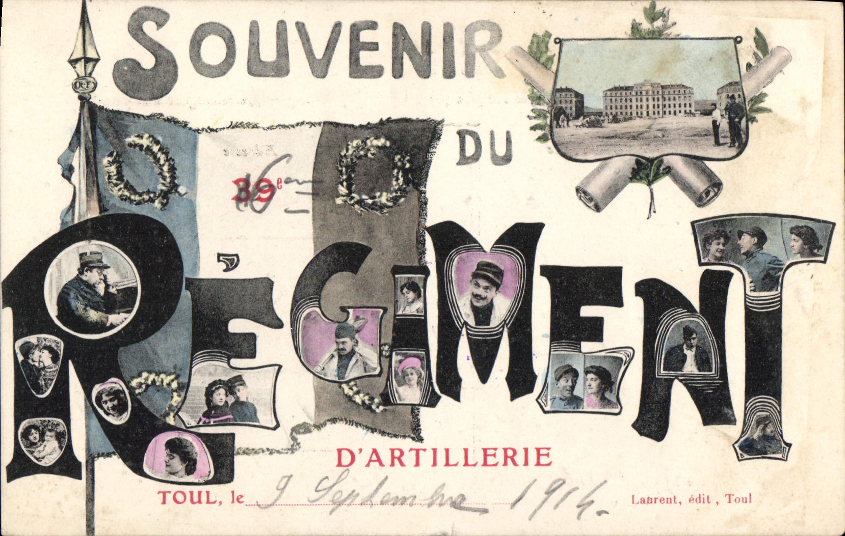 Souvenir du Régiment d'Artillerie — Toul, 9 septembre 1914 — Laurent, édit, Toul