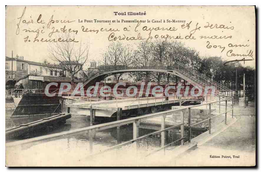 CPA Toul Le Pont Tournant Et La Passerelle Sur Le Canal St Mansuy
