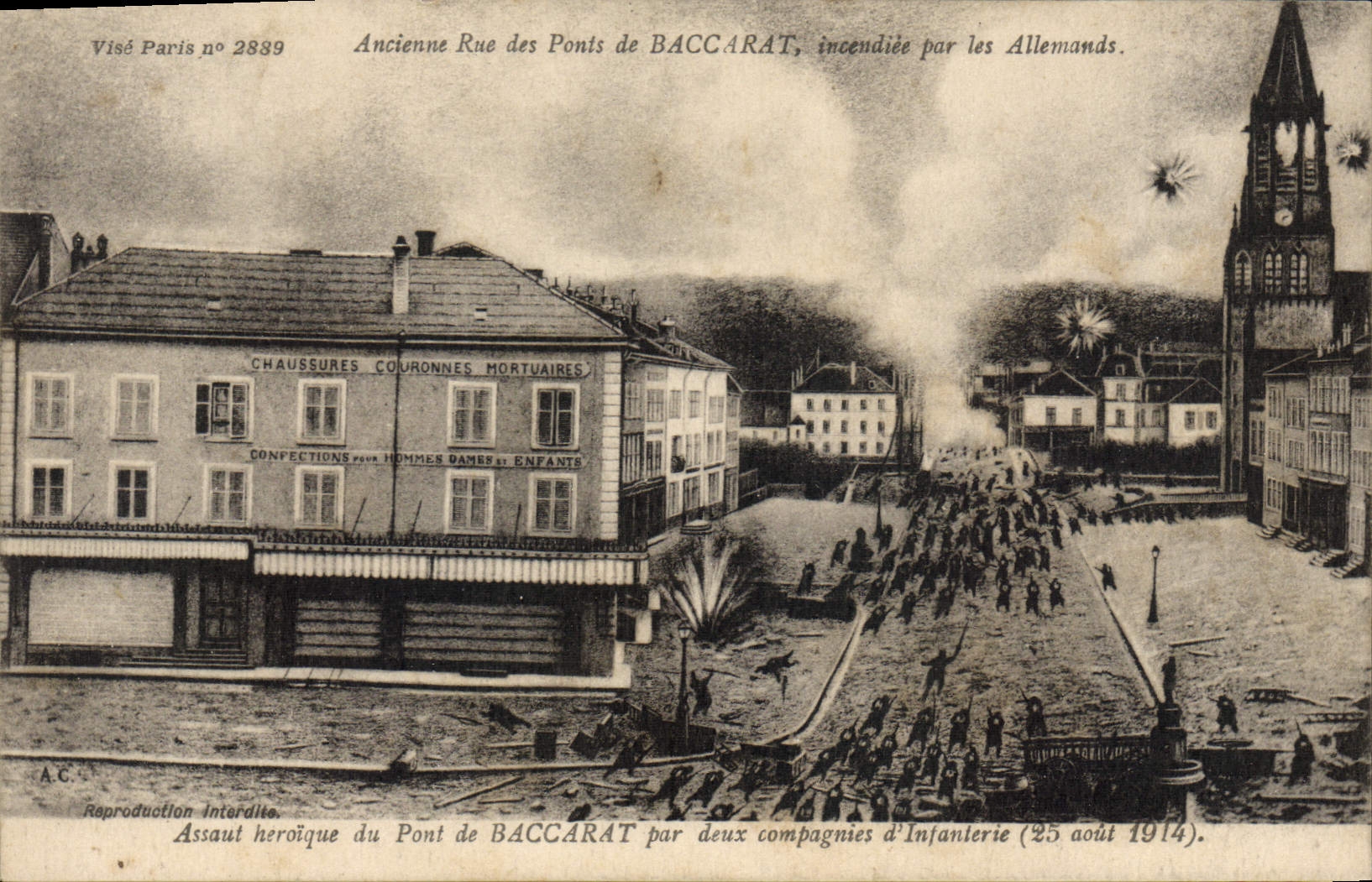 Ancienne Rue des Ponts de Baccarat — incendiée par les Allemands — Visé Paris n°2889