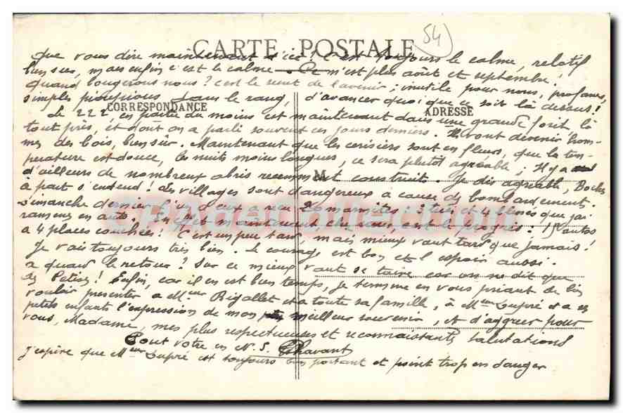 SERRES bombardé — Intérieur de l'Église — La Guerre en Lorraine en 1914-1915 — Rückseite