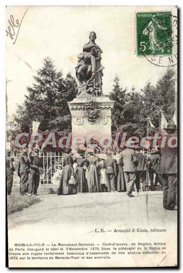 Mars-la-Tour — Le Monument National — Chef-d'œuvre de Bogino, Artiste de Paris — L.B. Arnould & Klein, éditeurs