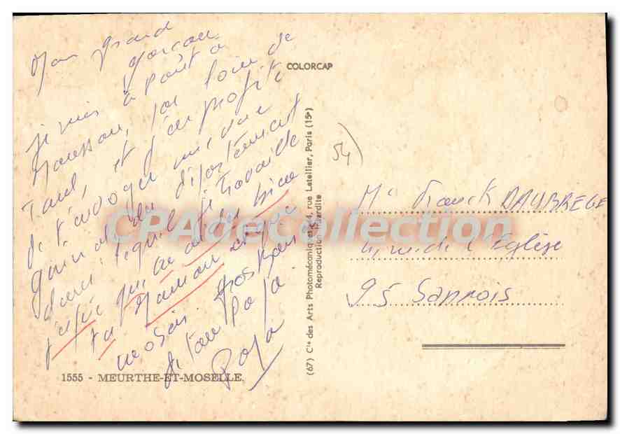 Meurthe-et-Moselle — carte postale panoramique avec carte géographique — COLORCAP — Back