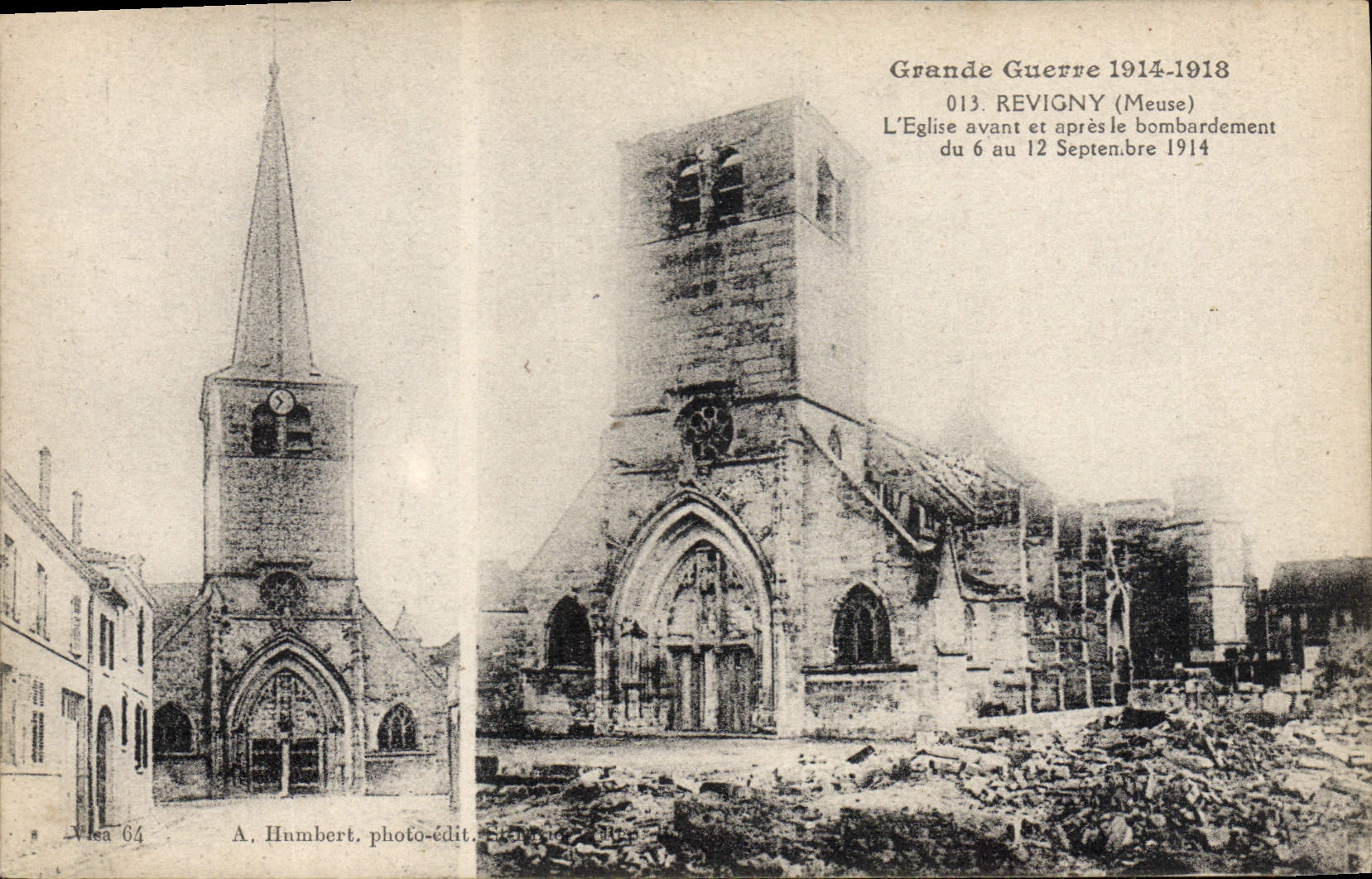 CPA Revigny L'Eglise Avant Et Apres Le Bombardement