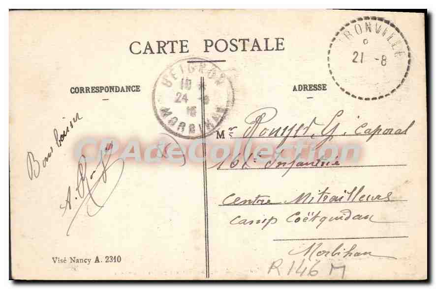 CPA Raulecourt Maisons Bombardees Par Les Allemands — Rückseite