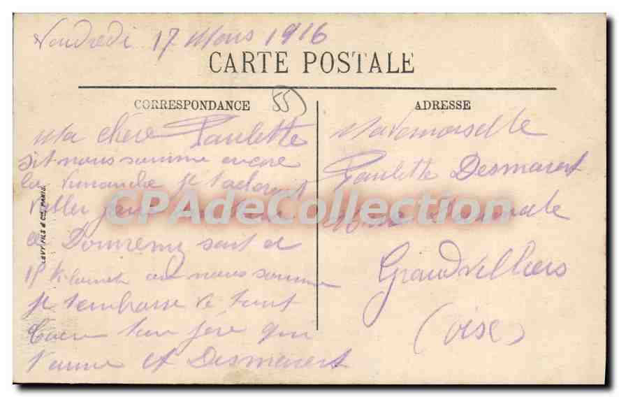 CPA Vaucouleurs Une Porte Du Château de Gombervaux — Rückseite