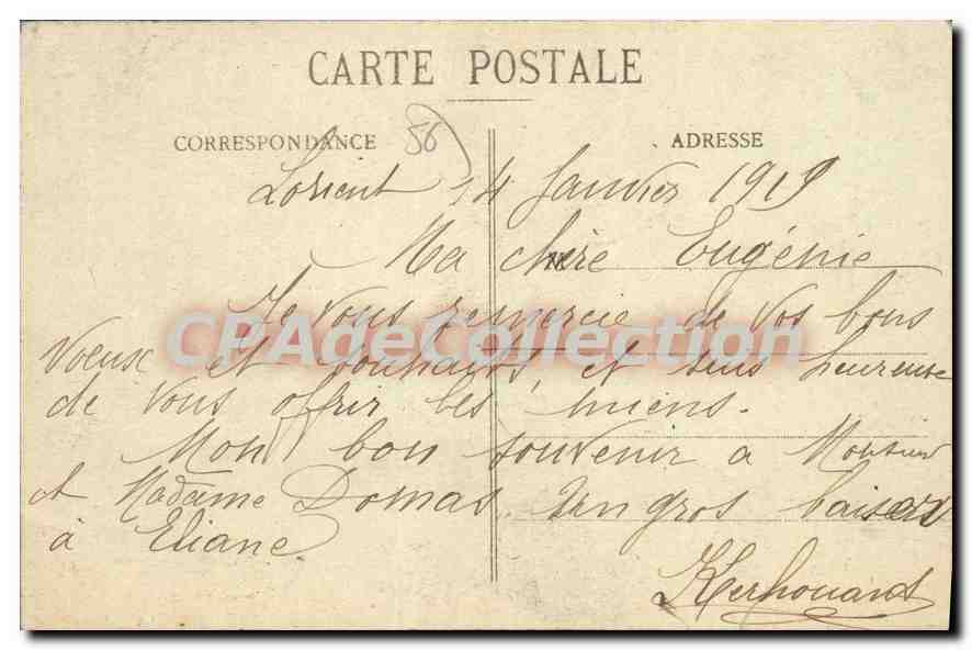 Lorient - Place Bisson — vue de la place avec monument central et tramways — Collection Laurent, Port-Louis, n° 449 — Achterkant
