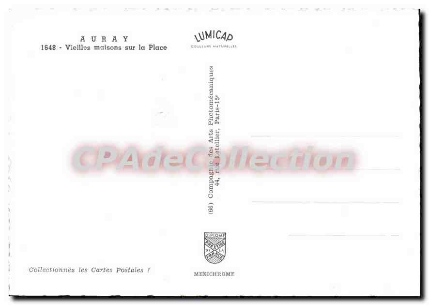 Auray — Vieilles maisons sur la Place — Lumicap — Verso