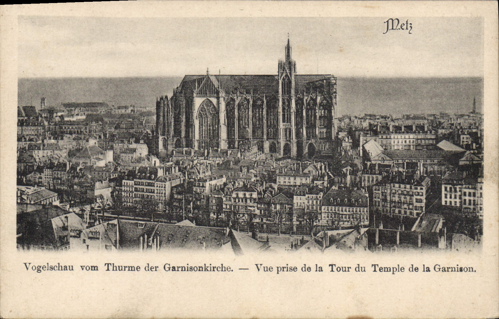 Vue de Metz — Tour du Temple de la Garnison — Éditeur Dr. Walker, Graveur, Metz