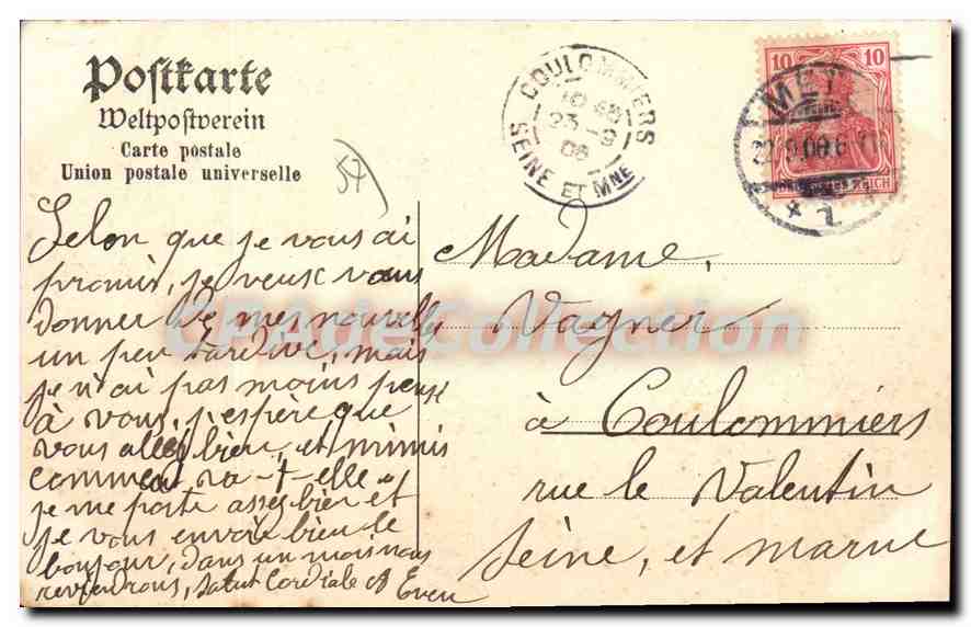 Metz — Kaiser Wilhelm-Ring / Avenue Empereur Guillaume — Postkarte Weltpostverein — Rückseite