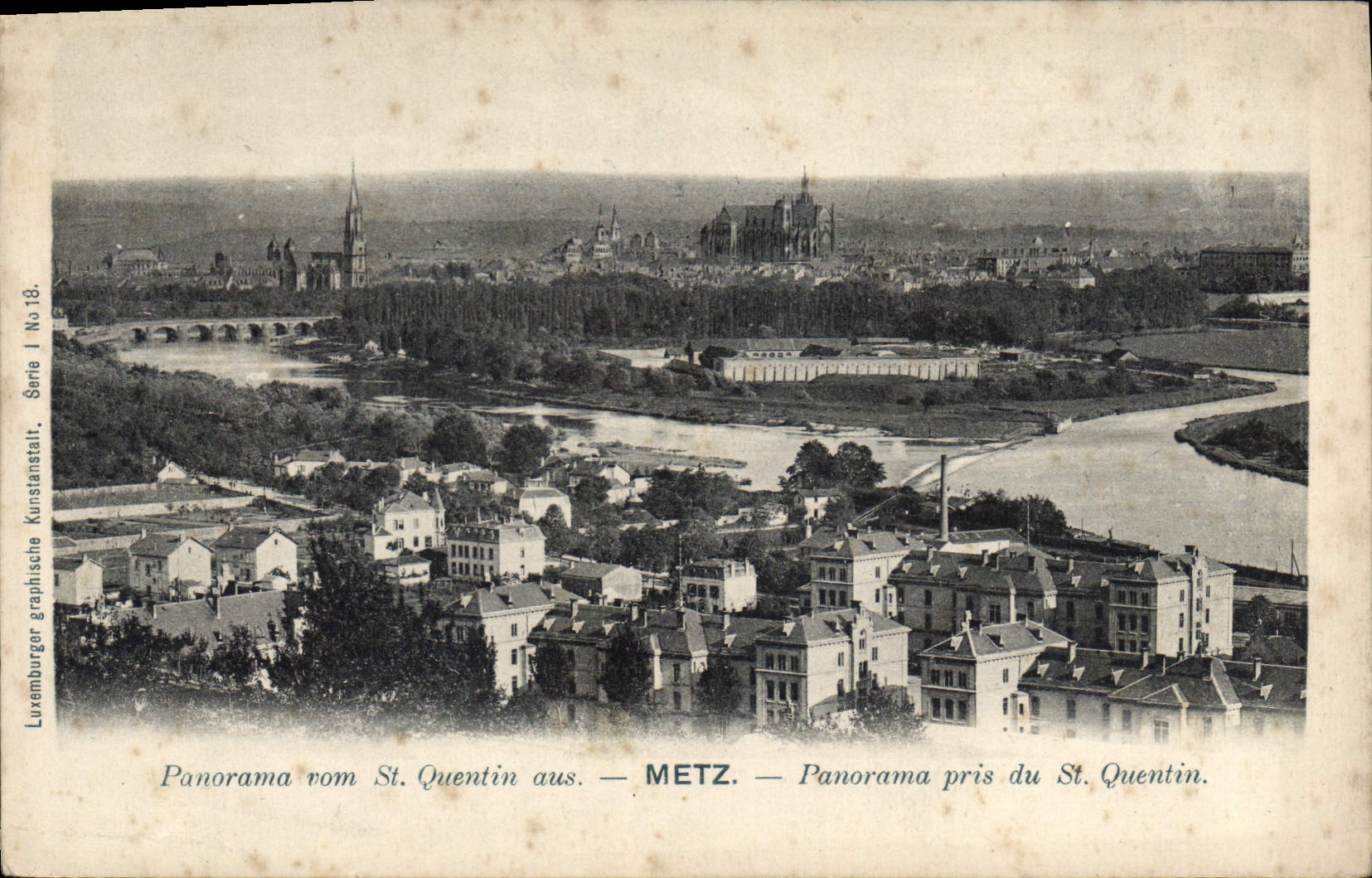Metz — Panorama pris du St. Quentin — Luxemburger graphische Kunstanstalt, Série I No.18