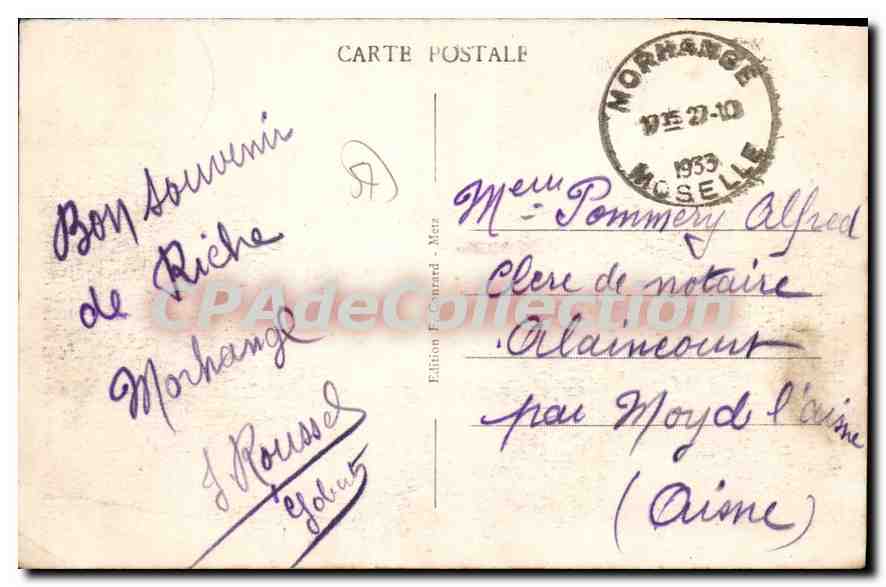 CPA Cimetiere National De Riche bataille de Morhange août 1914 — Back