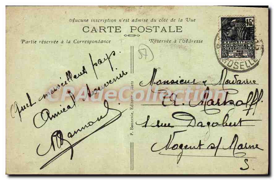 Sarrebourg — La Nouvelle Gare — P. Bonnevie, éditeur, n° 59 — Rückseite