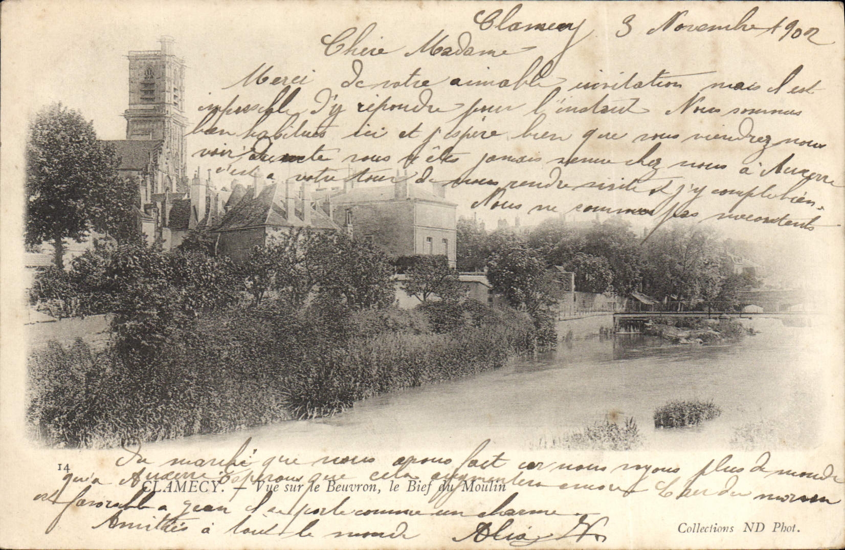 Clamecy — Vue sur le Beuvron, le Bief du Moulin — Collections ND Phot. n°14