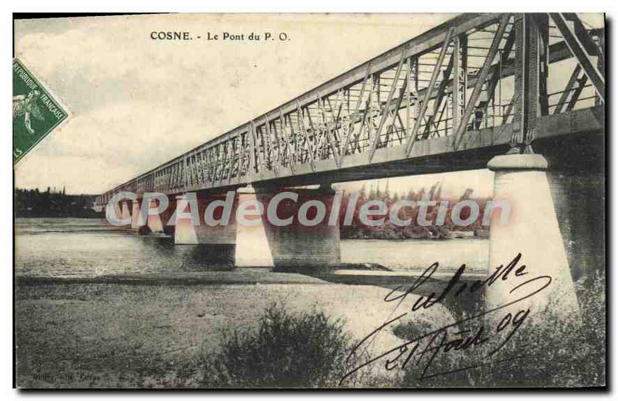 Cosne - Le Pont du P. O. — Pont métallique sur un fleuve — éditeur : Guillet, 20e série