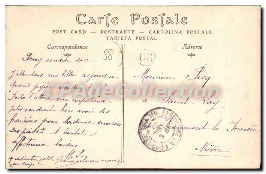 CPA Donzy Chateau De I'Epeau Ruines — Verso
