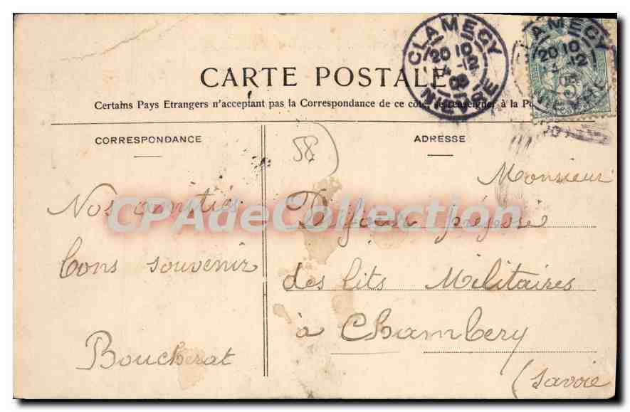 CPA Armes Pres Clamecy Le Château des Terrasses — Rückseite