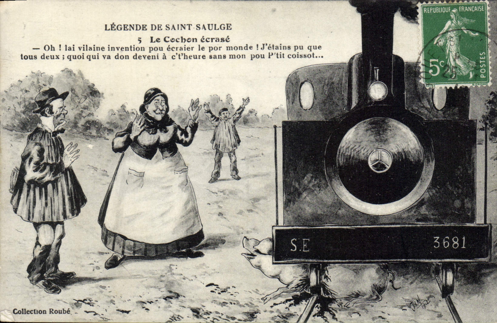 CPA Legende De Saint Saulge Le Cochon Ecrasé