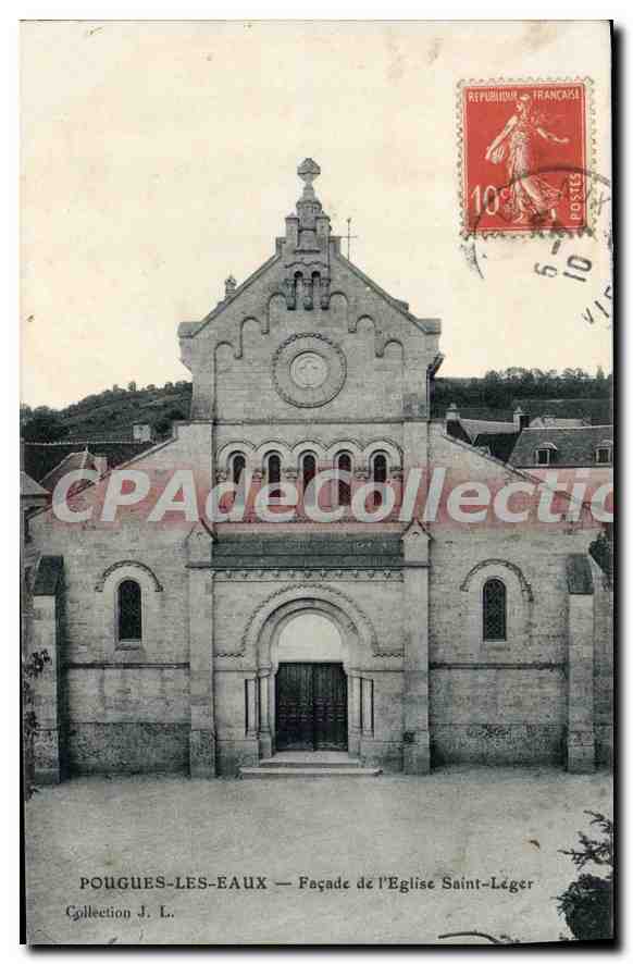 Pouguès-les-Eaux — Façade de l'Église Saint-Léger — Collection J. L.