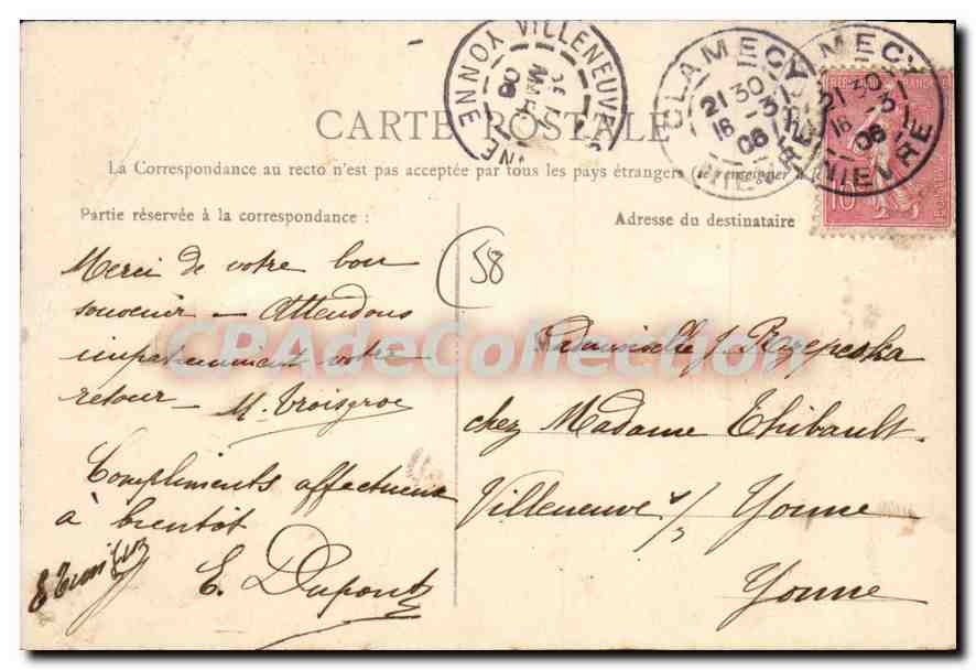 CPA SURGY près Clamecy La Vallee Des Roches — Rückseite