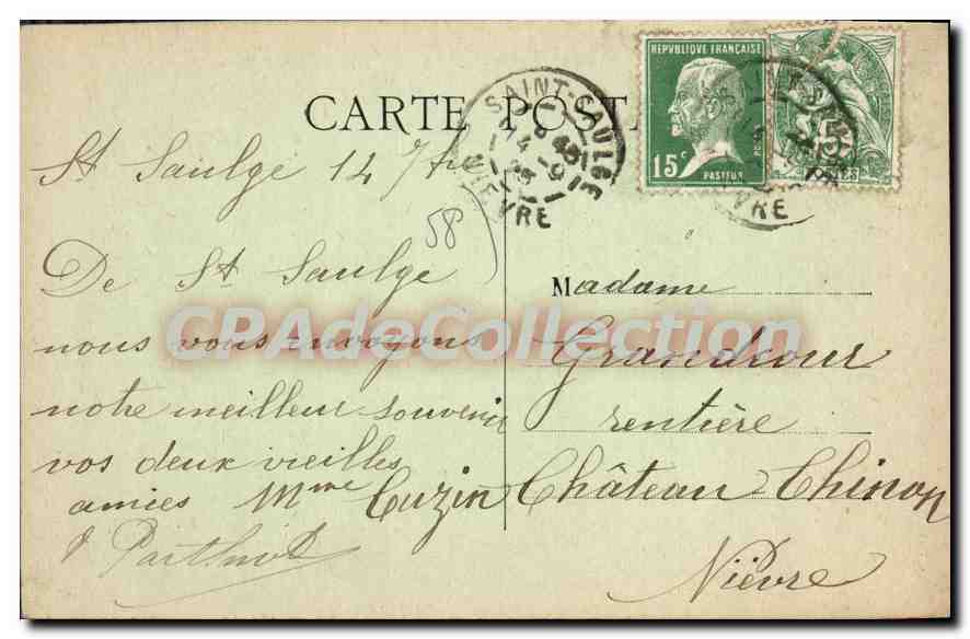 CPA Saint Saulge L'Etablissement Des Soeurs — Verso