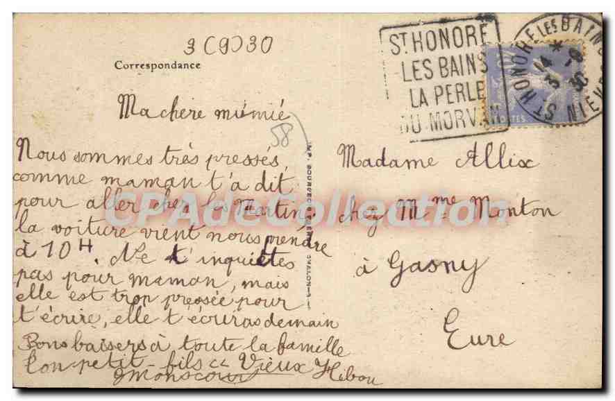 CPA St Honore Les Bains Etang Honore — Verso