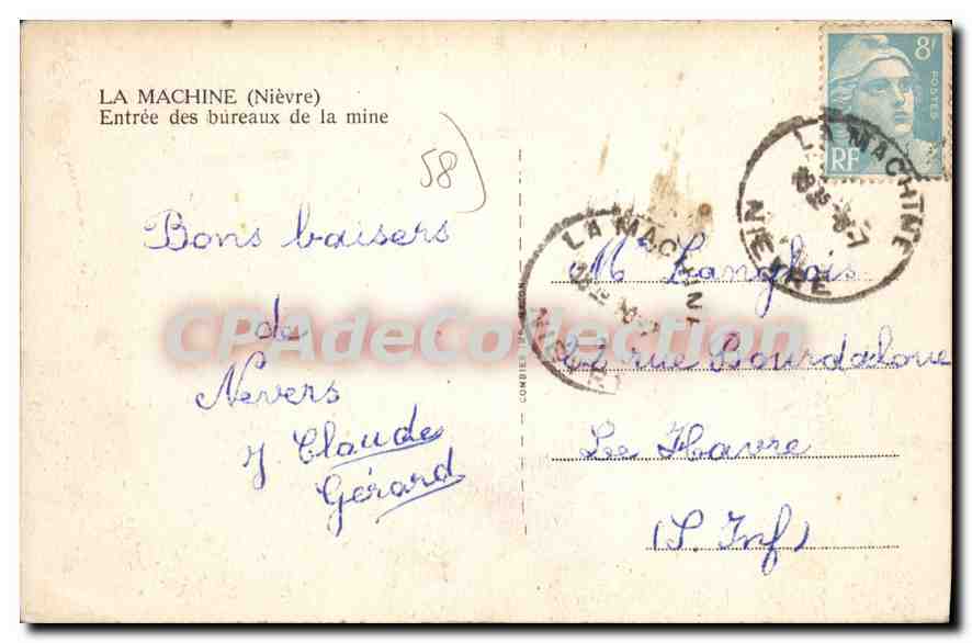 CPA La Machine Entree Des Bureaux De La Mine — Verso