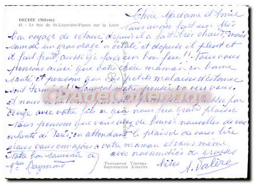 CPSM Decize Le Bac De St Leger Des Vignes Sur La Loire — Rückseite