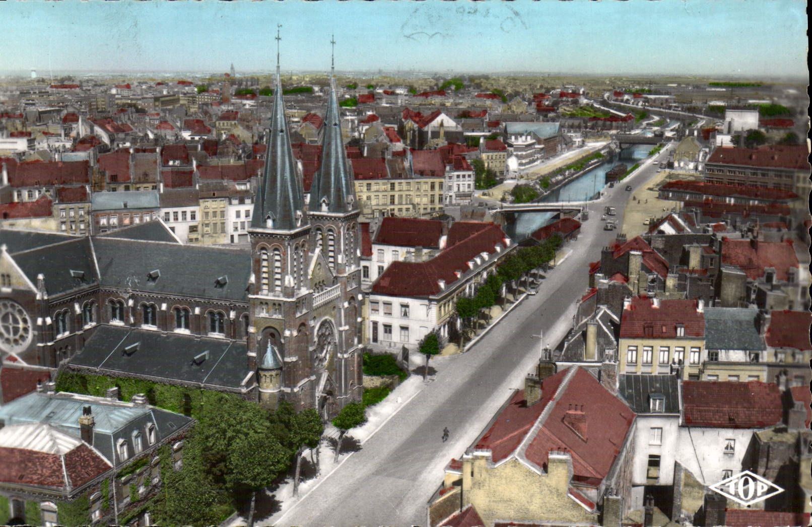 Dunkerque (Nord) — Vue panoramique Église Saint-Martin et Pont Royal — Édition J. Guesde - Reprod.