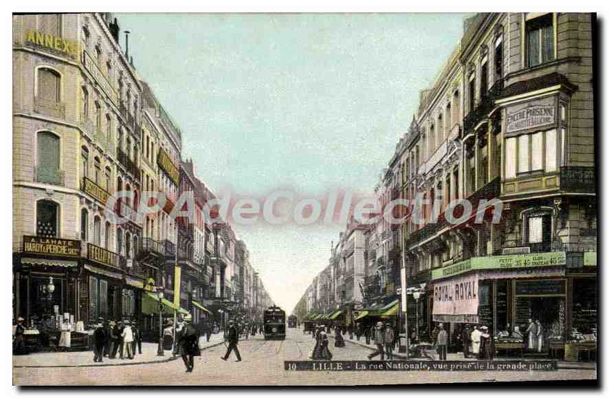 LILLE - La rue Nationale, vue prise de la grande place — A. Lahate & Perche, n°10