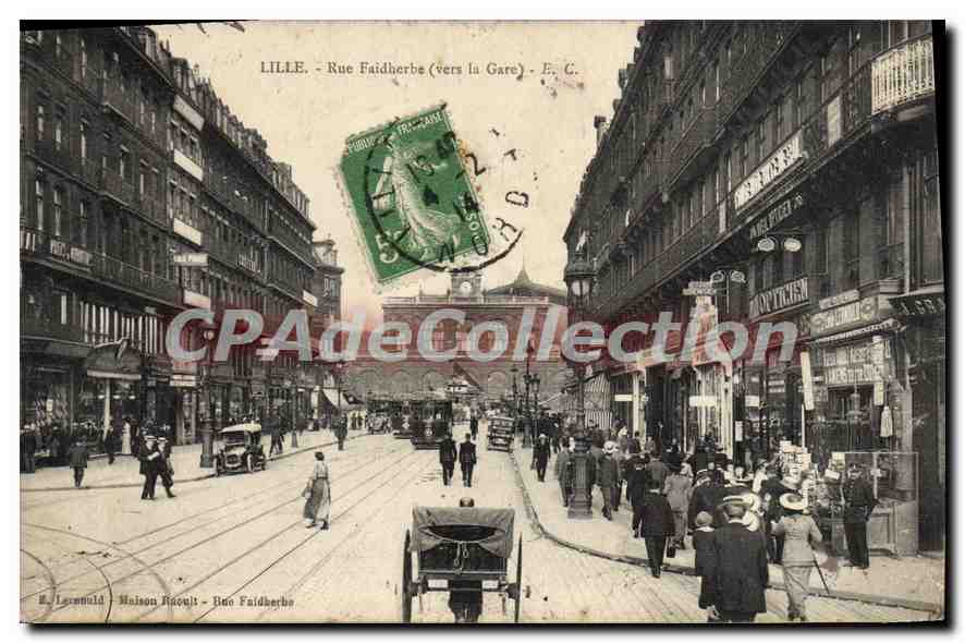 LILLE - Rue Faidherbe (vers la Gare) - E. C. - E. Lermould - Maison Récult
