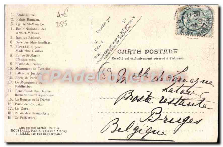 Lille — Erinnerung an Lille — Moussalli, Paris — Rückseite
